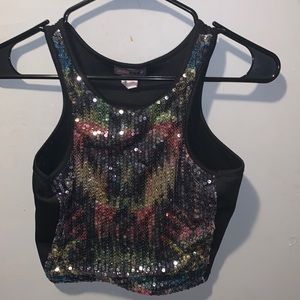 Sequence colorful black crop top